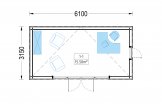 Zahradní domek PREMIUM 18m² (6x3) 44mm + izolace do stěn a podlahy