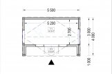 Zahradní kancelář TINA 22m² s terasou (5,5x4) 44mm + obklad