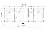 Montovaná chata ADA 50m² (12x4) 66mm + izolace do stěn a podlahy