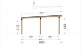 Dřevěný přístřešek pro auto LUNA F 3,2x6 se stěnou ve tvaru L