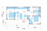 Dřevěná chata Lucia 2 PREMIUM - 50m², 66mm + izolace do stěn a podlahy