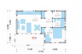Dřevěná chata Lucia 1 PREMIUM - 40m², 66mm + izolace do stěn a podlahy