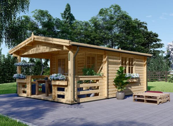 Zahradní domek SHANON 16m² + 7m² 66mm
