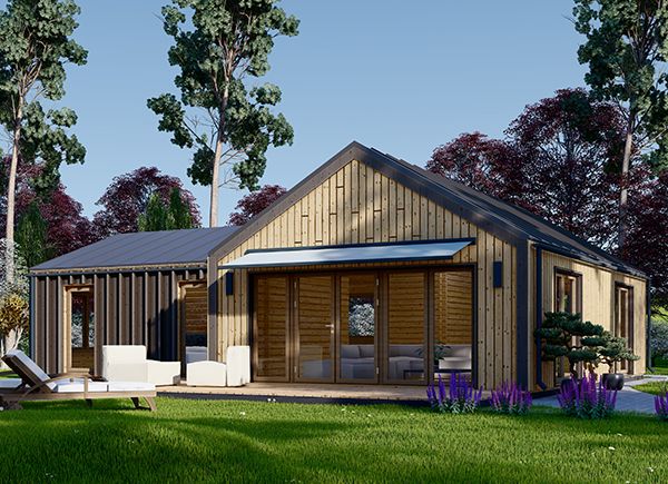 Dřevěný rodinný dům VALERI 90 m² 66mm + izolace do stěn a podlahy