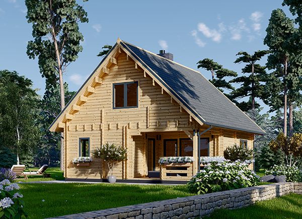 Dřevěný rodinný dům DORIS 80m² (9x7) 66+66mm + izolace do stěn a podlahy