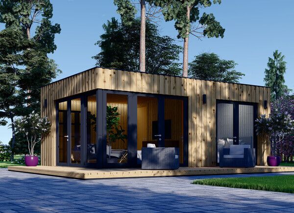 Dřevěná chata PREMIUM 30m² (6,5x4,5) 44mm + izolace do stěn a podlahy