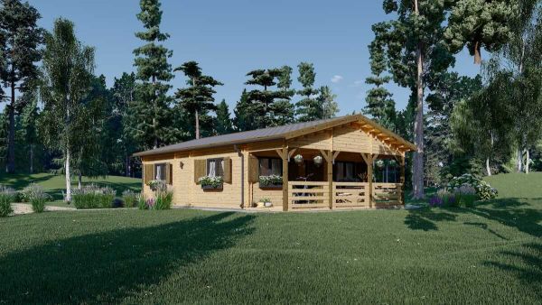 Dřevěná chata HANNA 3 - 83m² 44+44mm + izolace do stěn a podlahy