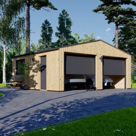 Dřevěná dvojgaráž SILVIA DUO (44 mm + obklad), 6x6 m, 36 m