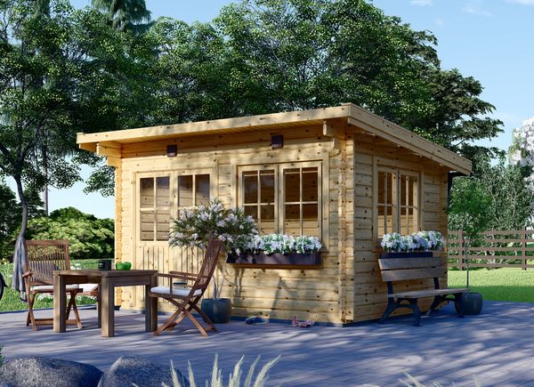 Zahradní domek LILLE s plochou střechou 12m²(4x3) 34mm