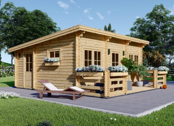 Dřevěná chata ALTURA s plochou střechou 31m² (5,2x6) 44mm