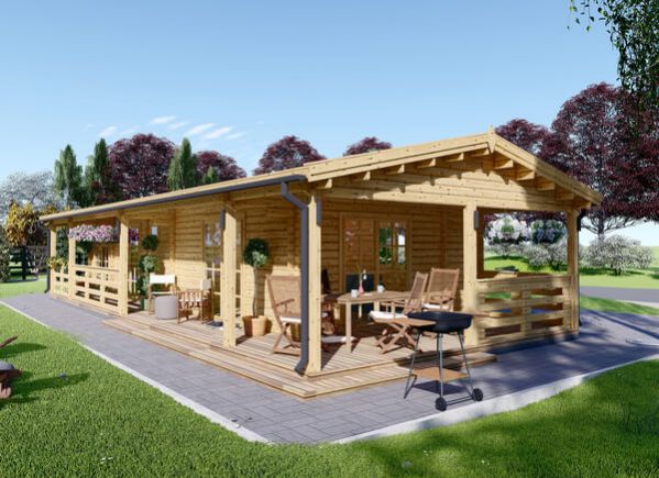 Montovaná chata TOSCANA 50m² 44+44mm + izolace do stěn a podlahy