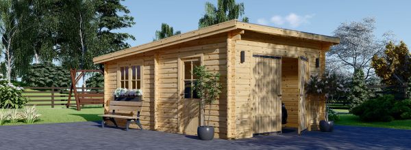 Dřevěná garáž s plochou střechou MODERN 4x6, 44mm, 24m²