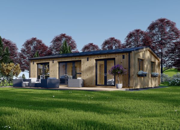Montovaná chata SELENE 63m² (10x6) 44mm + izolace do stěn a podlahy