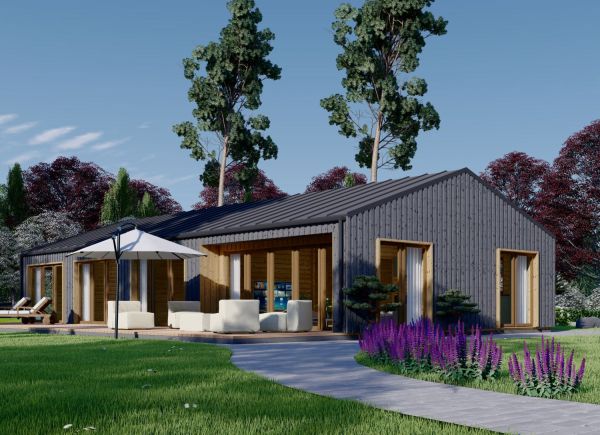 Dřevěná chata ELIZA 130m² 66mm + izolace do stěn a podlahy