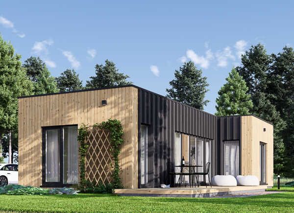 Dřevěná chata Lucia 2 PREMIUM - 50m², 66mm + izolace do stěn a podlahy + PVC okna a dveře s izolačním trojsklem