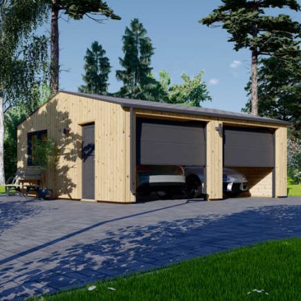 Dřevěná dvojgaráž SILVIA DUO ALT (44 mm + obklad), 6x6 m, 36 m