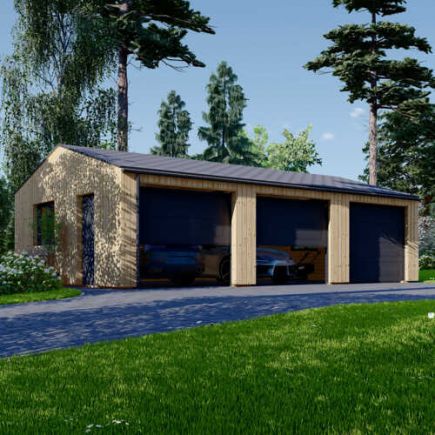 Trojgaráž SILVIA TRIO F (44 mm +  obklad), 9x6 m, 54 m²