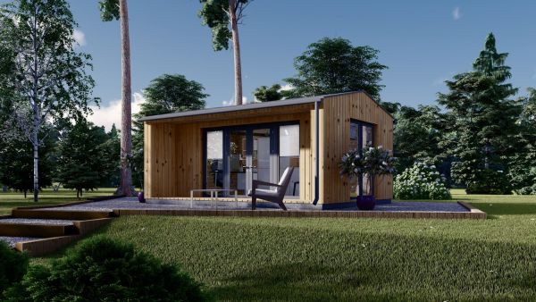 Zahradní kancelář TINA 22m² s terasou (5,5x4) 44mm + obklad
