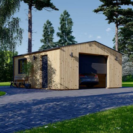 Dřevěná garáž SILVIA (44 mm + obklad), 6x6 m, 36 m²