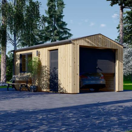 Dřevěná garáž SILVIA ROOF (44 mm + obklad), 3,2x5,2 m, 16,6 m²