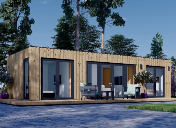 Dřevěný dům PREMIUM 47m² (10,5x4,5) 44mm + obklad + izolace do stěn a podlahy