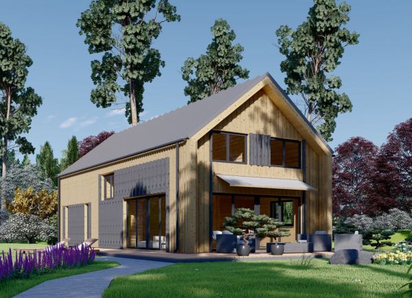 Montovaná chata INGRID 170m² (13,7x6,15) 66mm + izolace do stěn a podlahy