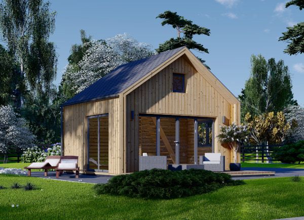 Montovaná chata SARA 44mm 20 m² + izolace do stěn a podlahy
