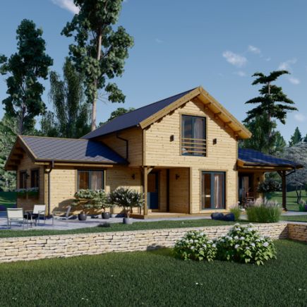 Dřevěný rodinný dům HOLLAND PREMIUM 105,5m² 66mm + izolace do stěn a podlahy