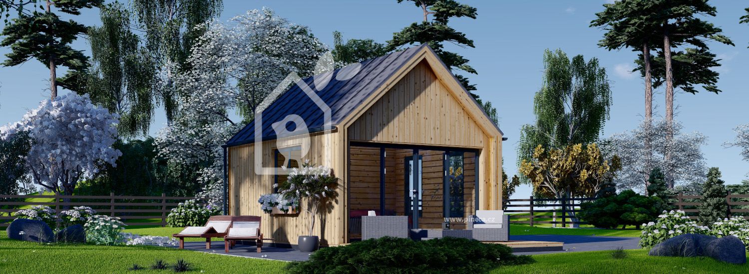 Dřevěná chata SALLY 20m² + izolace do stěn a podlahy