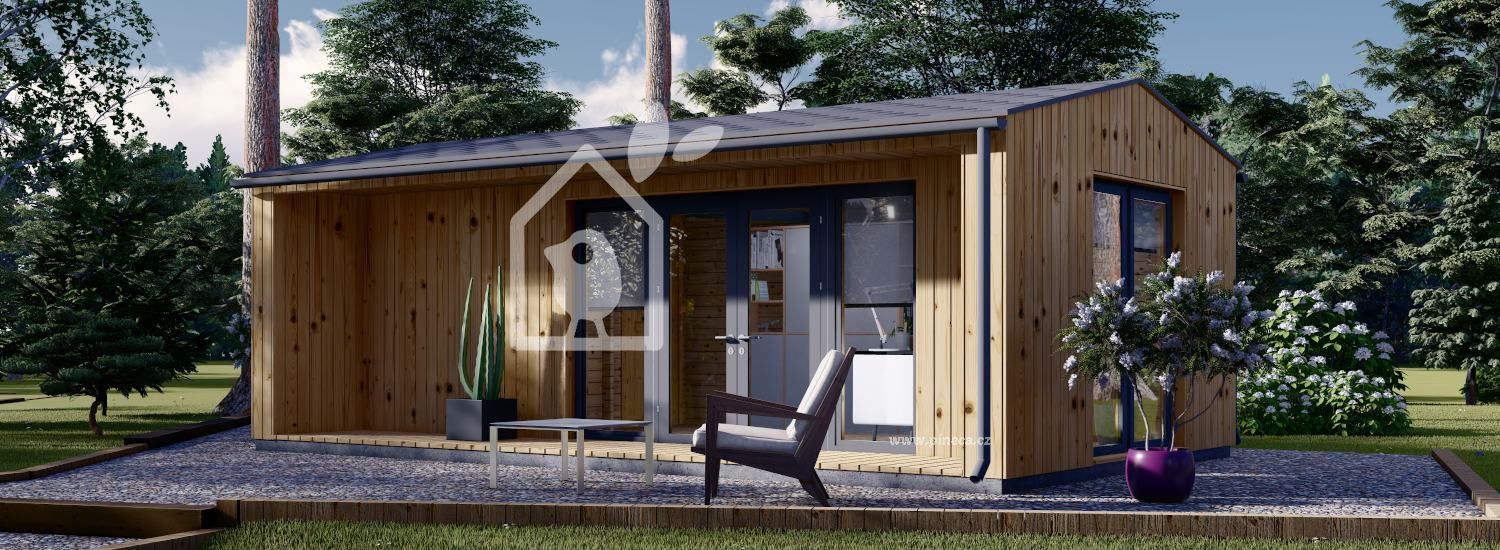 Zahradní kancelář TINA 28 m² s terasou (7x4) 44mm + obklad