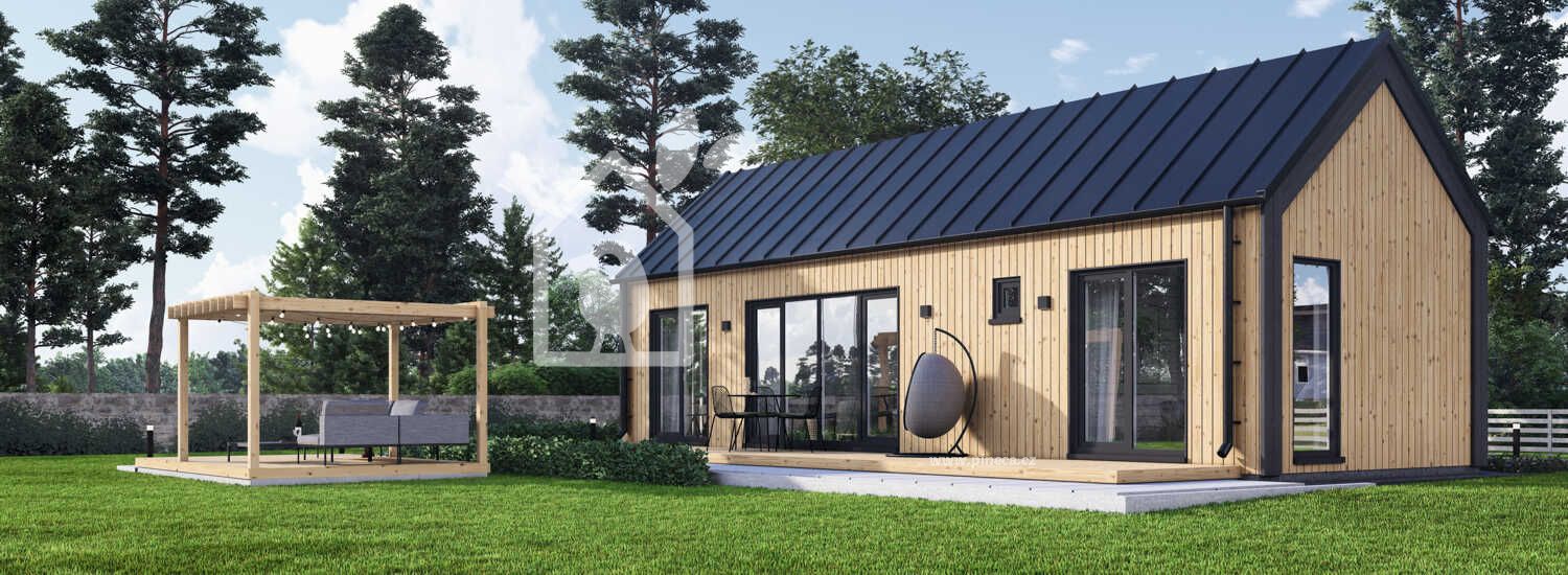 Moderní dřevěná chata ADA PREMIUM - 42m², 66mm + izolace do stěn a podlahy