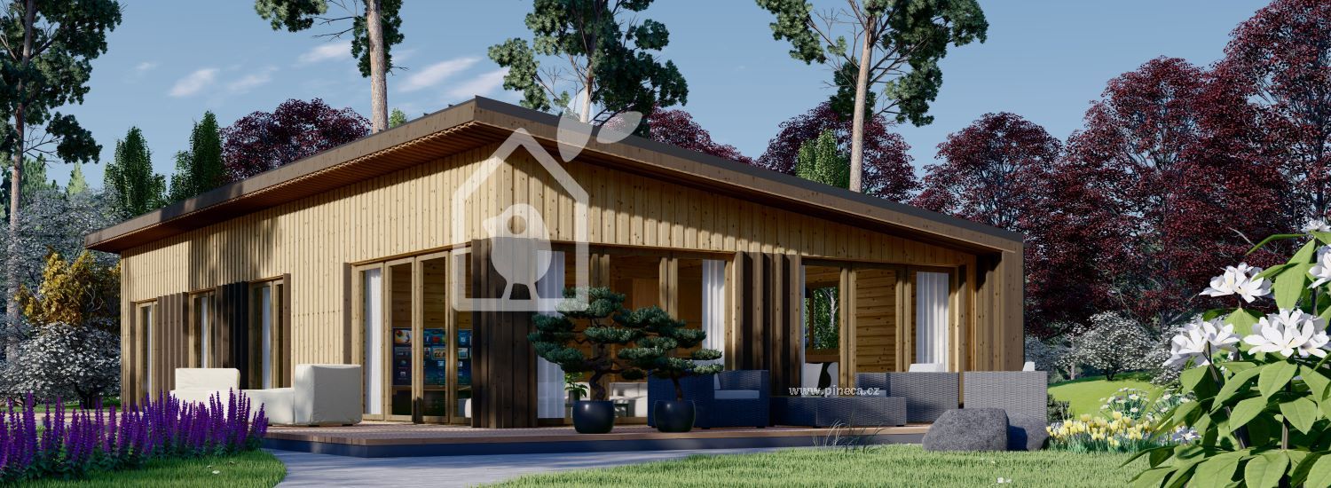 Dřevěný dům ZOE 110m² (16x7,2) 66mm + izolace do stěn a podlahy