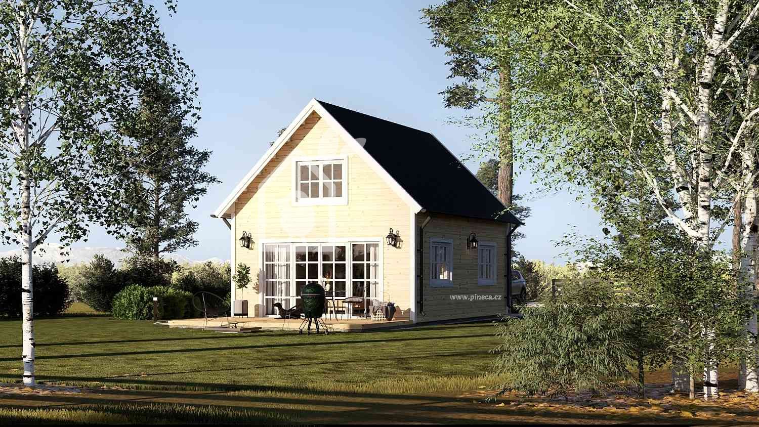 Montovaná chata KARINA 35m² (7x5) 66mm + izolace do stěn a podlahy