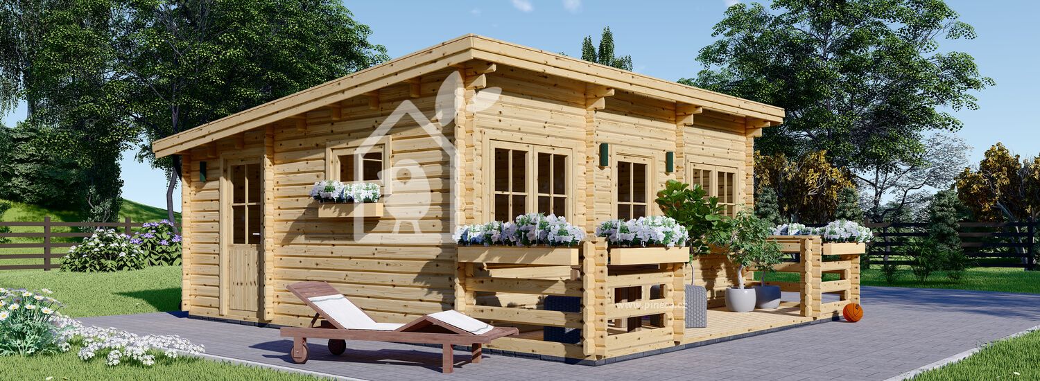 Dřevěná chata ALTURA s plochou střechou 31m² (5,2x6) 44mm