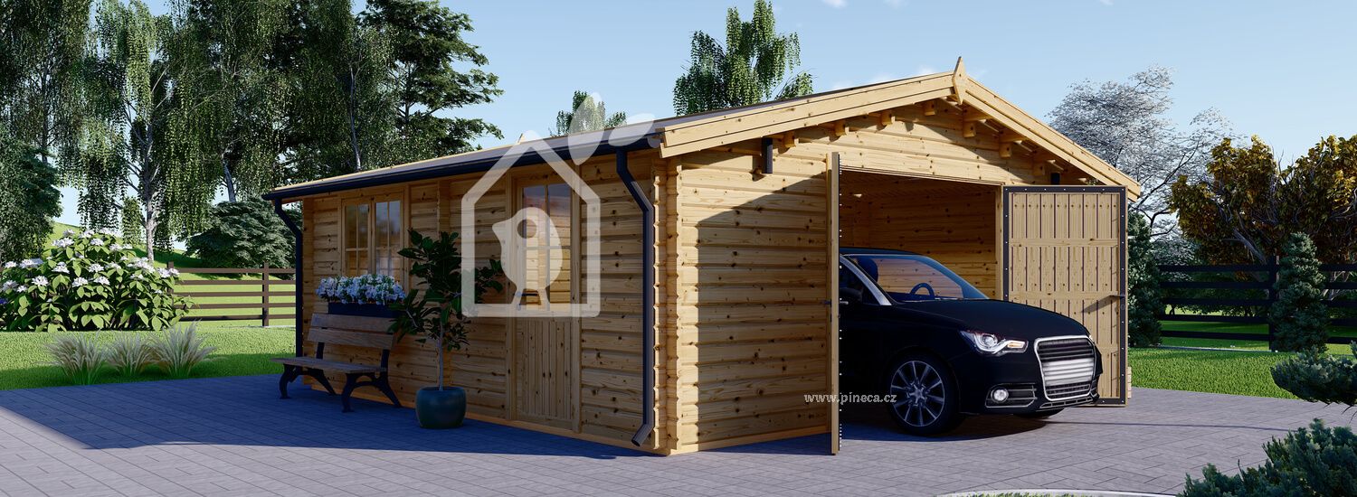 Dřevěná garáž CLASSIC 5x6, 44mm, 30m²