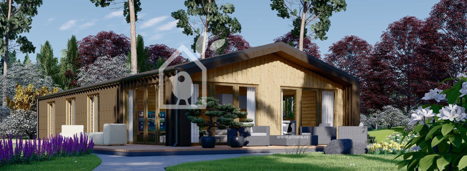 Dřevěný rodinný dům ROBERTA 110m² (16x7,2) 66mm + izolace do stěn a podlahy