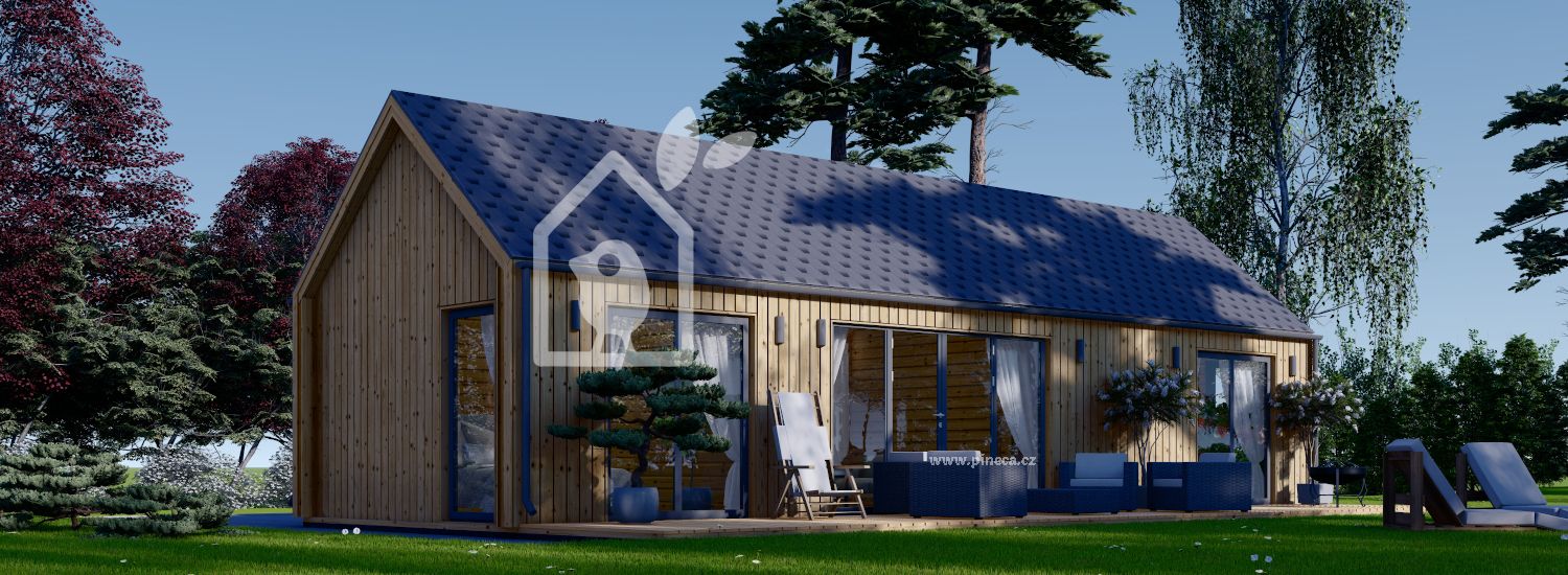 Montovaná chata ADA 50m² (12x4) 66mm + izolace do stěn a podlahy
