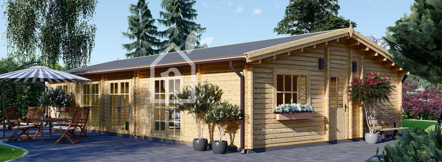 Dřevěný bungalov JULIA 103m² 44+44mm + izolace do stěn a podlahy