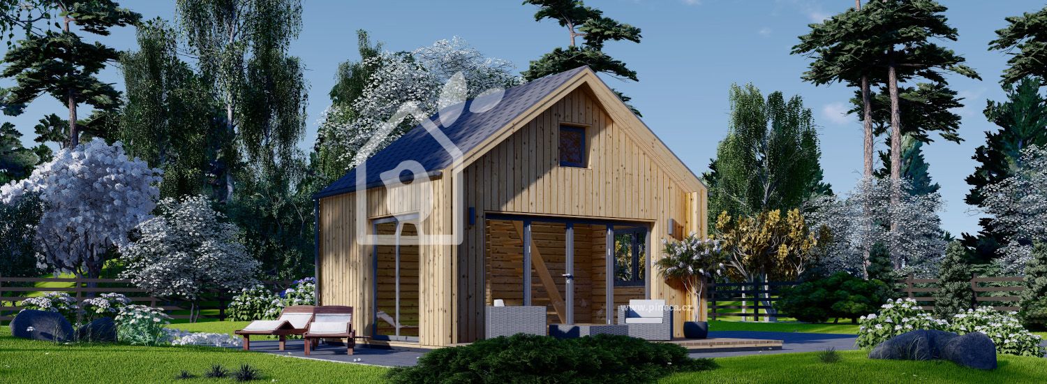 Montovaná chata SARA 44mm 20 m² + izolace do stěn a podlahy