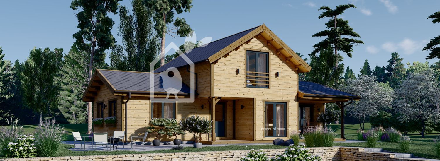 Dřevěný rodinný dům HOLLAND PREMIUM 105,5m² 66mm + izolace do stěn a podlahy