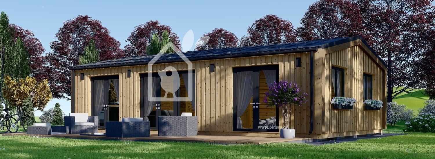 Dřevěný bungalov SELENE 63m² (10x6) 66mm + izolace do stěn a podlahy