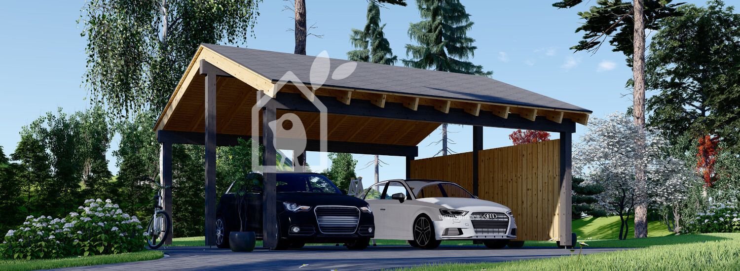 Dřevěný přístřešek pro auto LUNA DUO 6x6 s boční stěnou