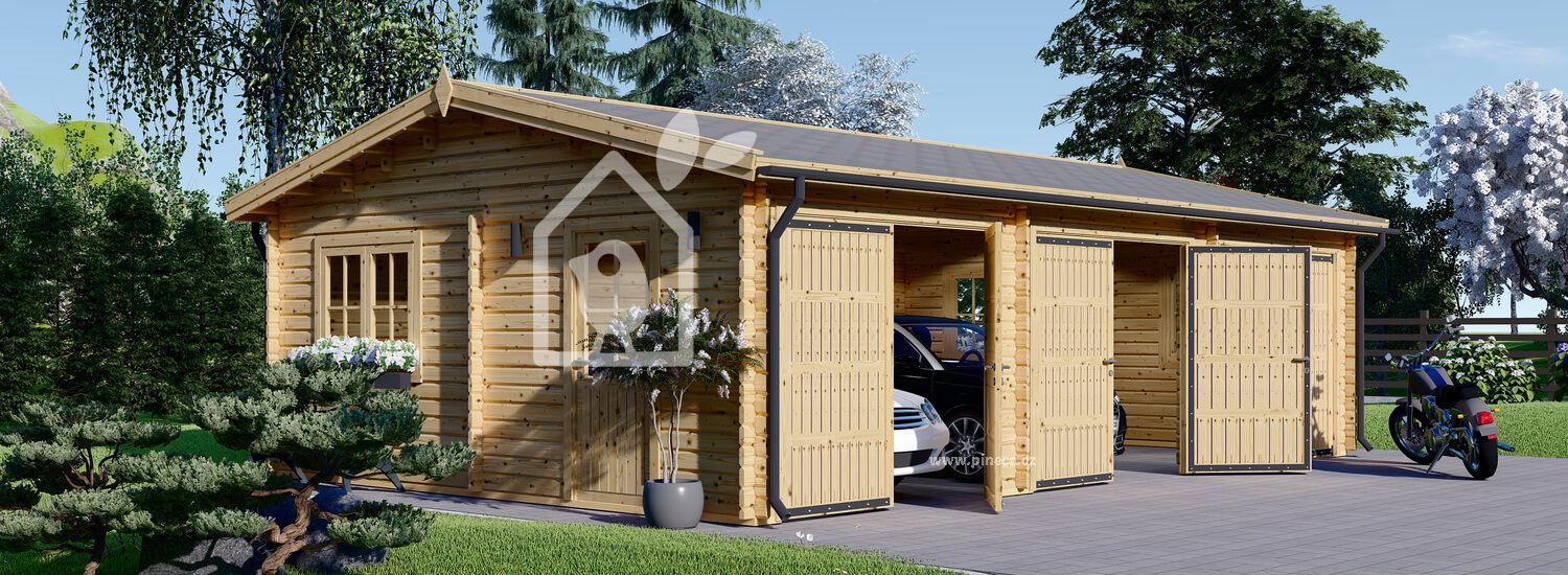 Dřevěná garáž TRIO 900x600 44mm, 54m²