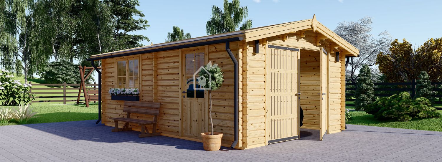 Dřevěná montovaná garáž CLASSIC 3,2x5,2m, 44mm, 16m²