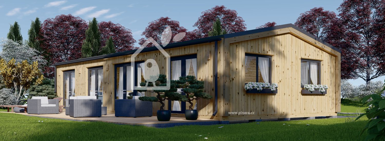 Montovaná chata NICOLE 78m² (12.6x6) 44mm + izolace do stěn a podlahy