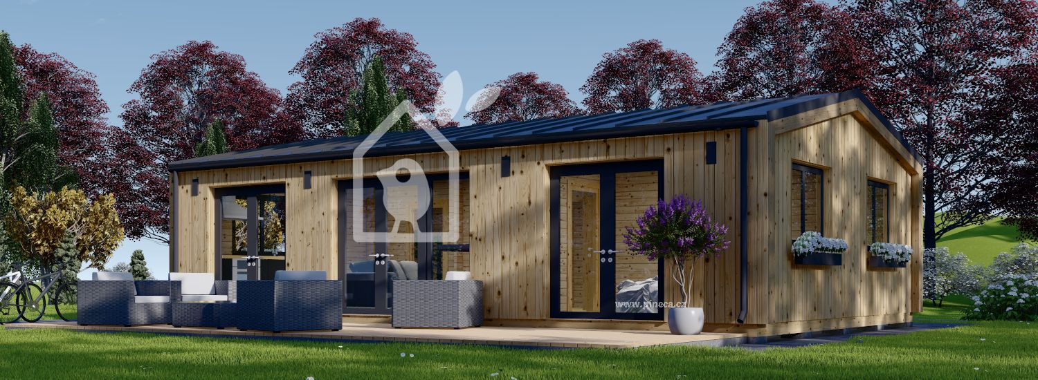 Montovaná chata SELENE 63m² (10x6) 44mm + izolace do stěn a podlahy