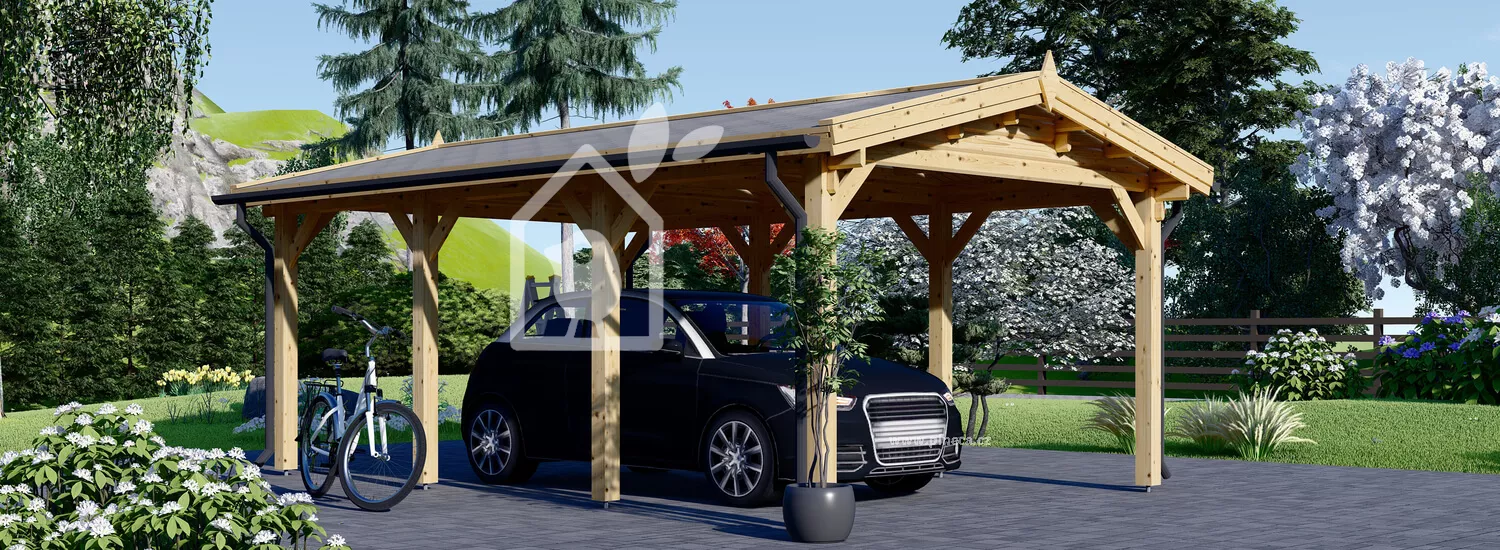 Dřevěný přístřešek na auto Classic 3x6m - Pineca.cz