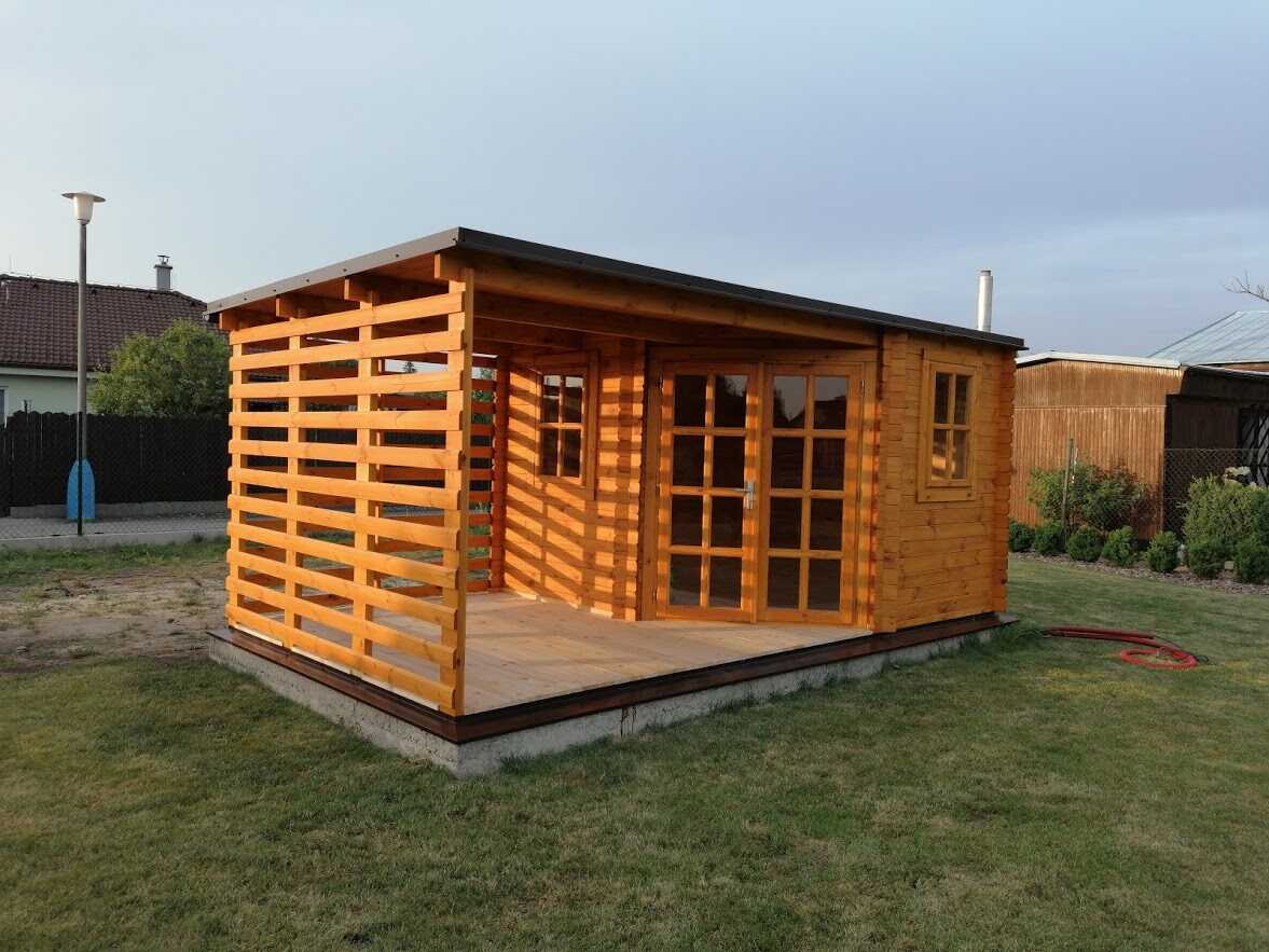 Naše realizace: Zahradní domek AIDA PLUS 9m² s uzavřenou pergolou, Soběslav